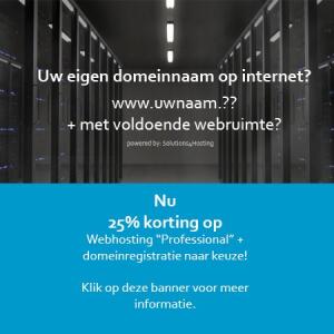 25 % korting op webhosting Professional en domeinregistratie naar keuze!